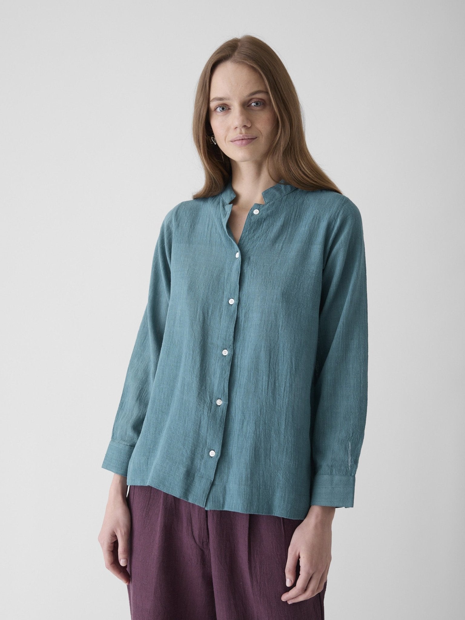 Women's Round Neck Shirt - Dark Cyan Blue - CiceroniWomen ShirtsMareen