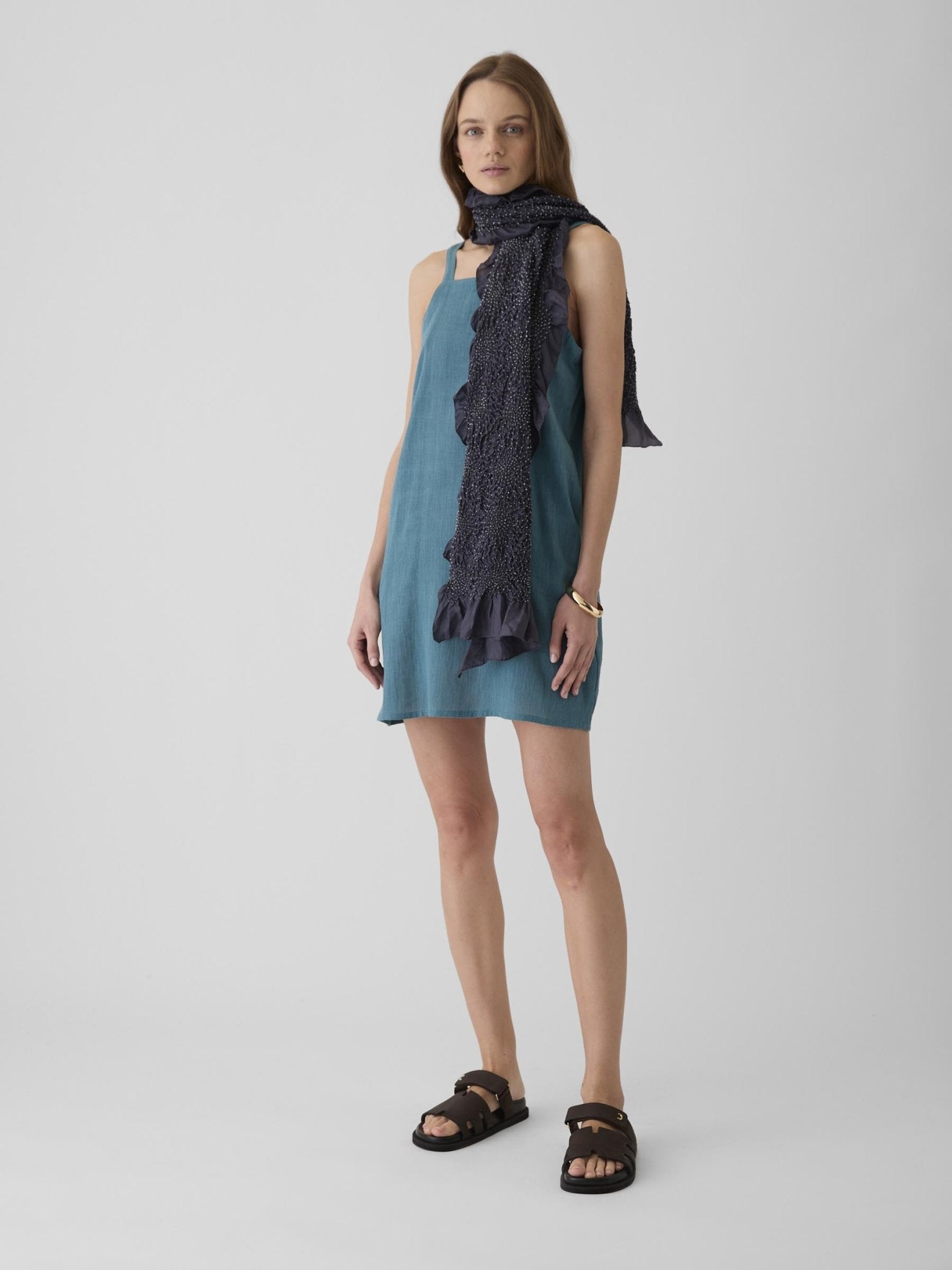 Women's Short Dress - Dark Cyan Blue - CiceroniDressesMareen