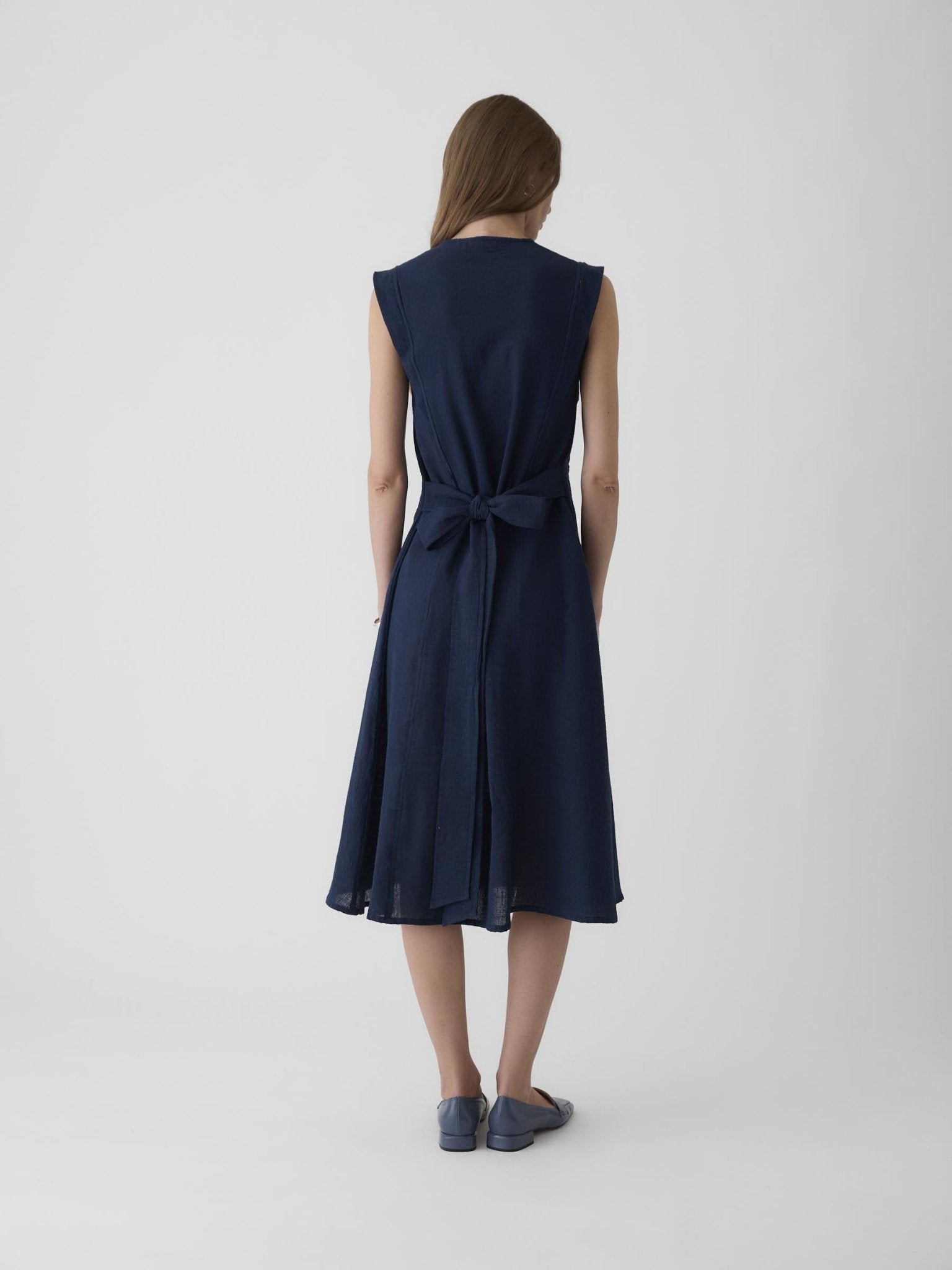 Women's Slit Dress - Navy Blue - CiceroniDressesMareen