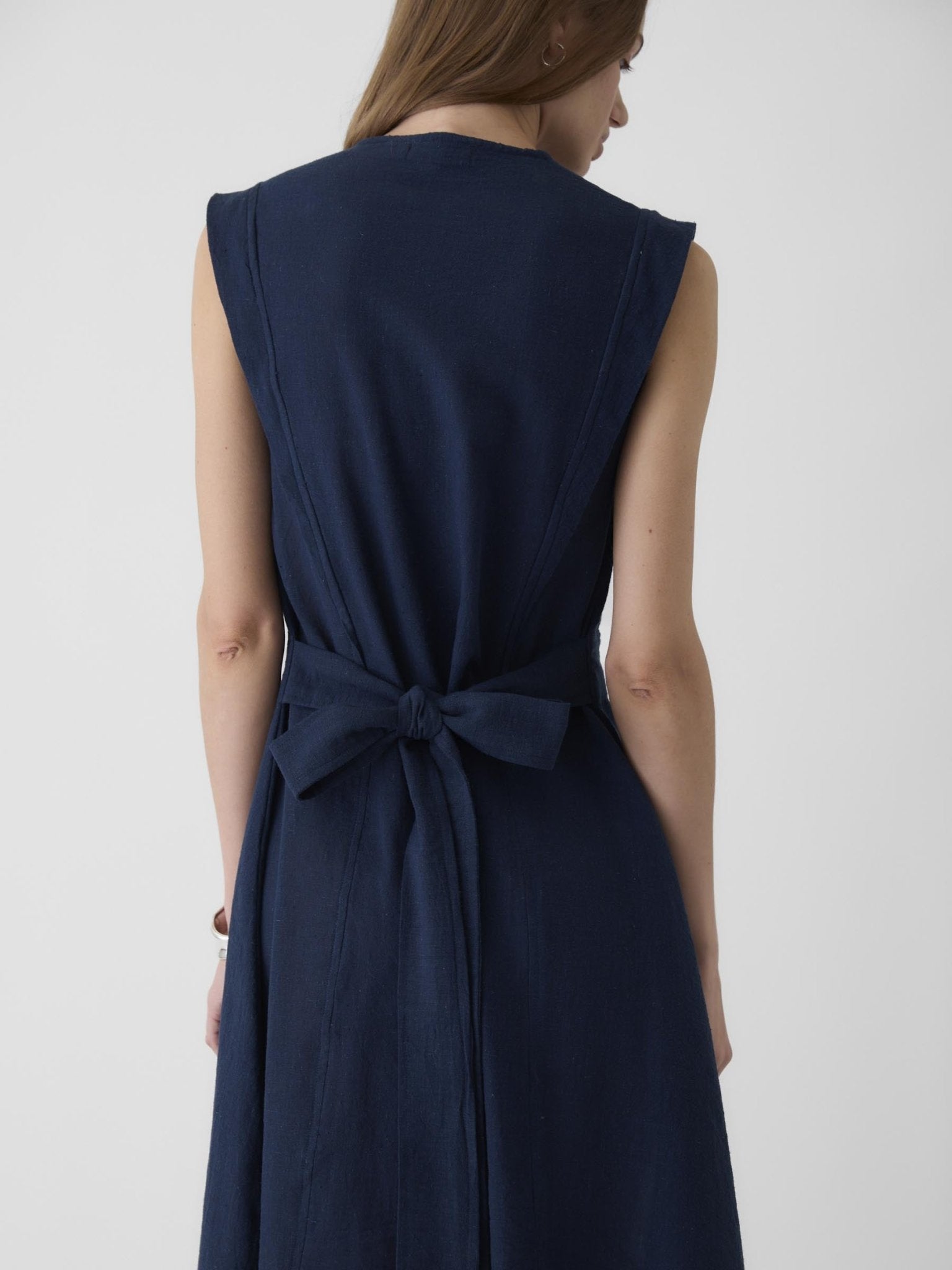 Women's Slit Dress - Navy Blue - CiceroniDressesMareen
