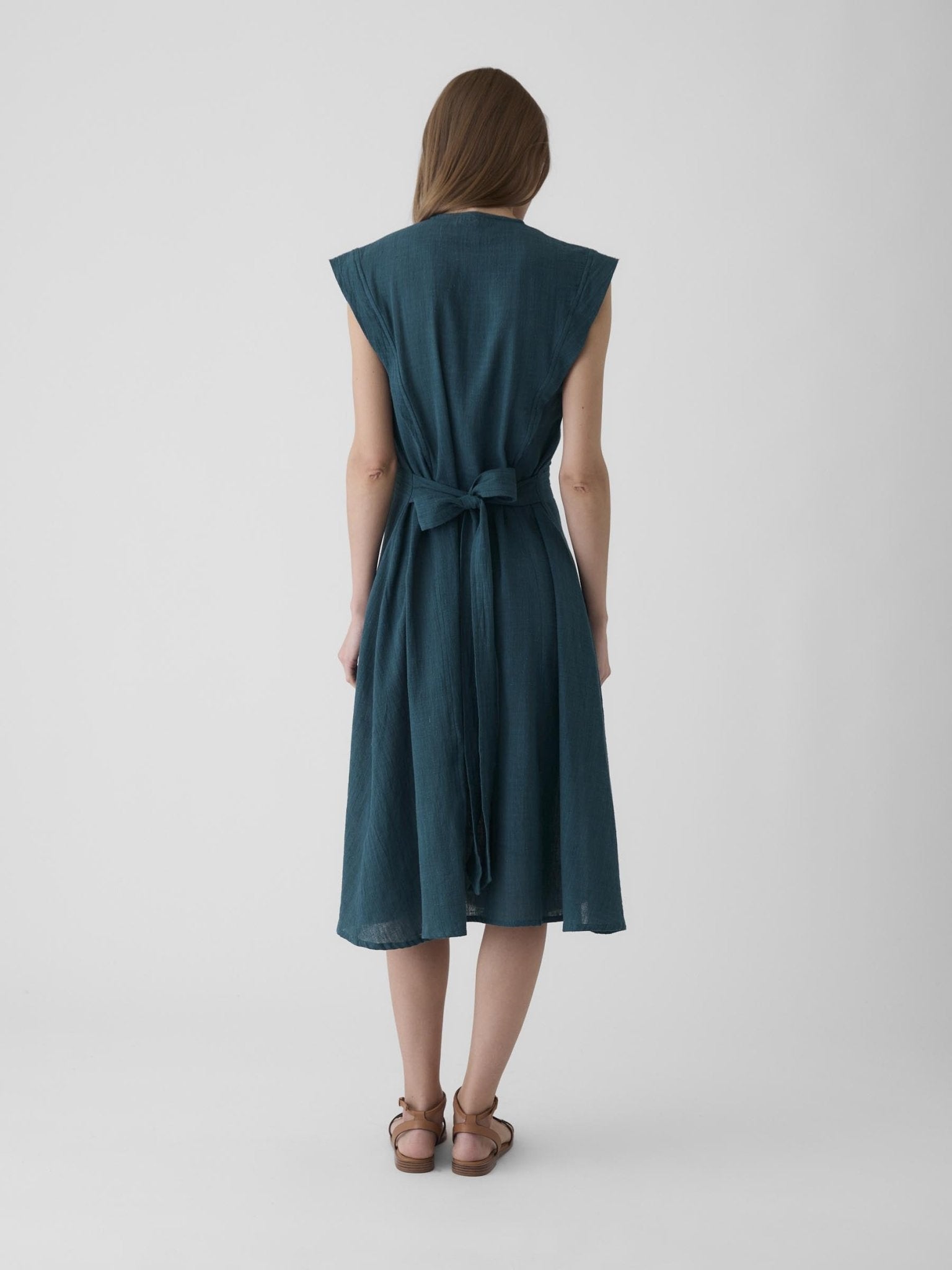 Women's Slit Dress - Teal Green - CiceroniDressesMareen