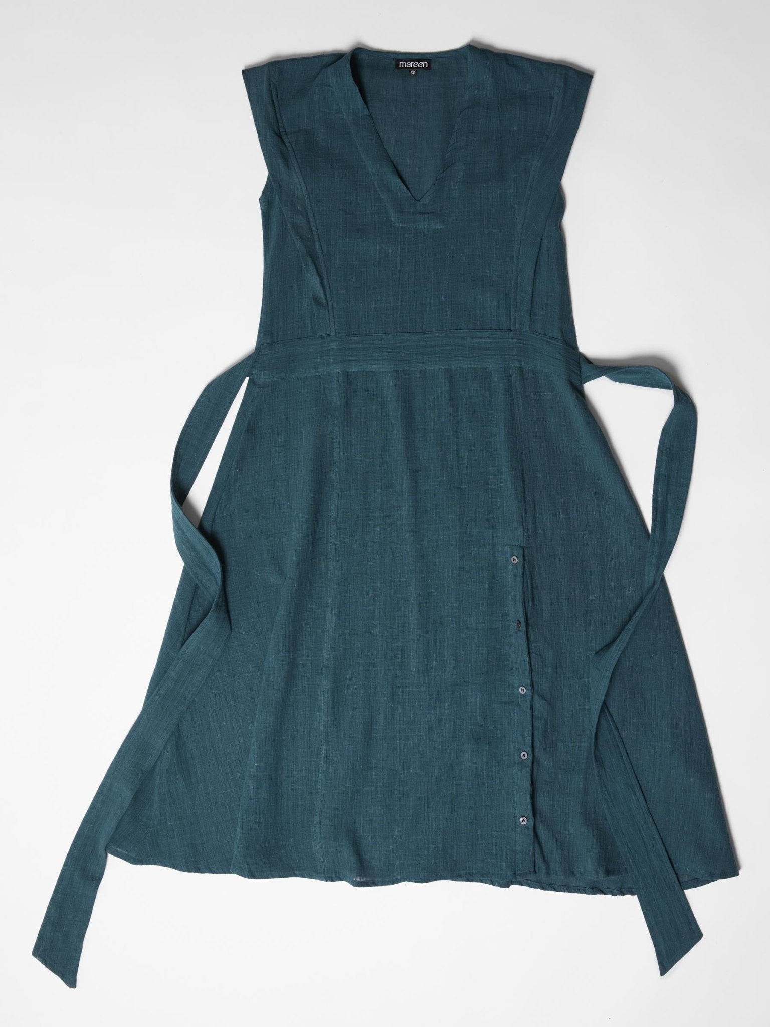Women's Slit Dress - Teal Green - CiceroniDressesMareen