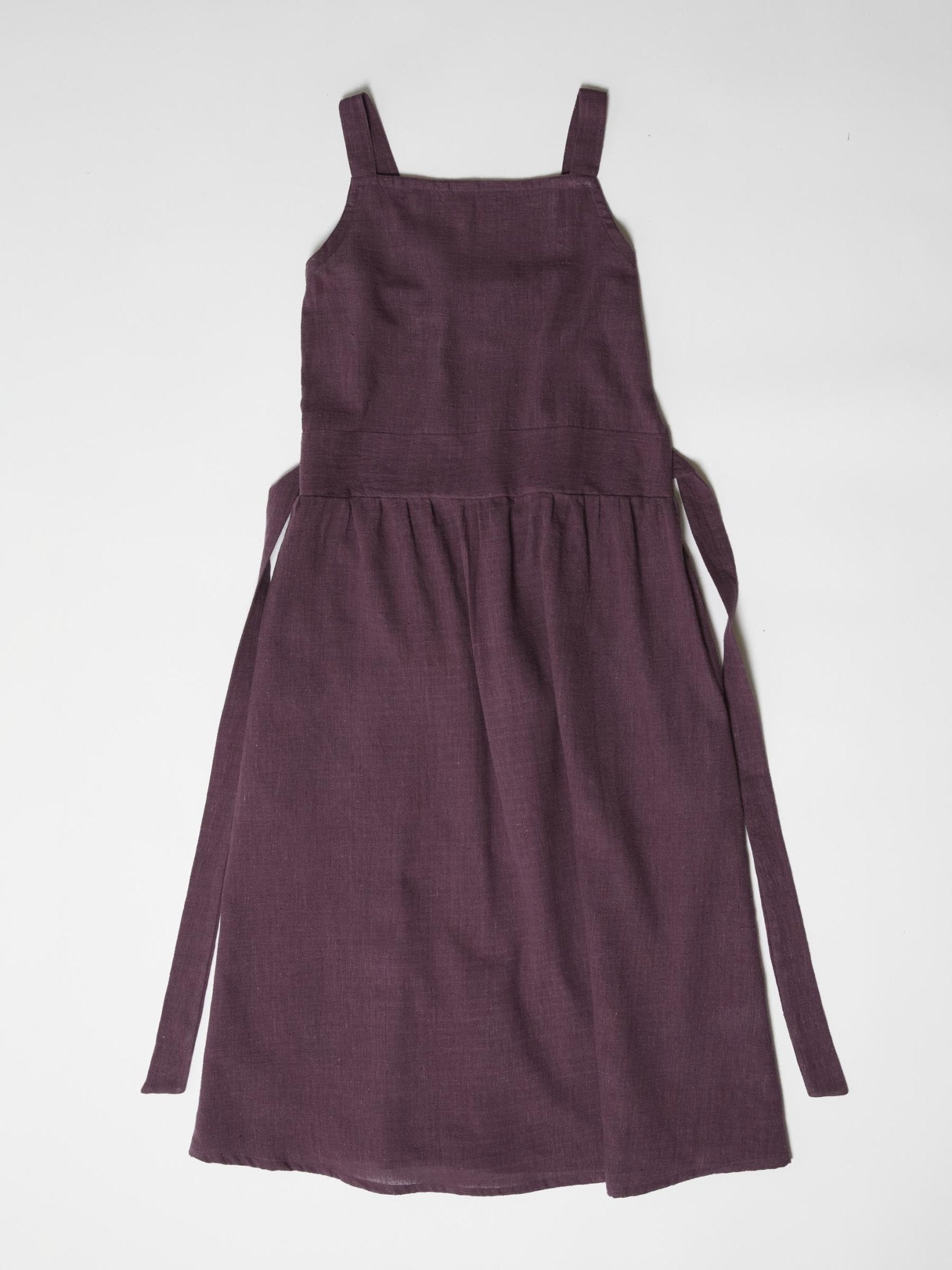 Women's Tie - Waist Midi Dress - Aubergine Purple - CiceroniDressesMareen