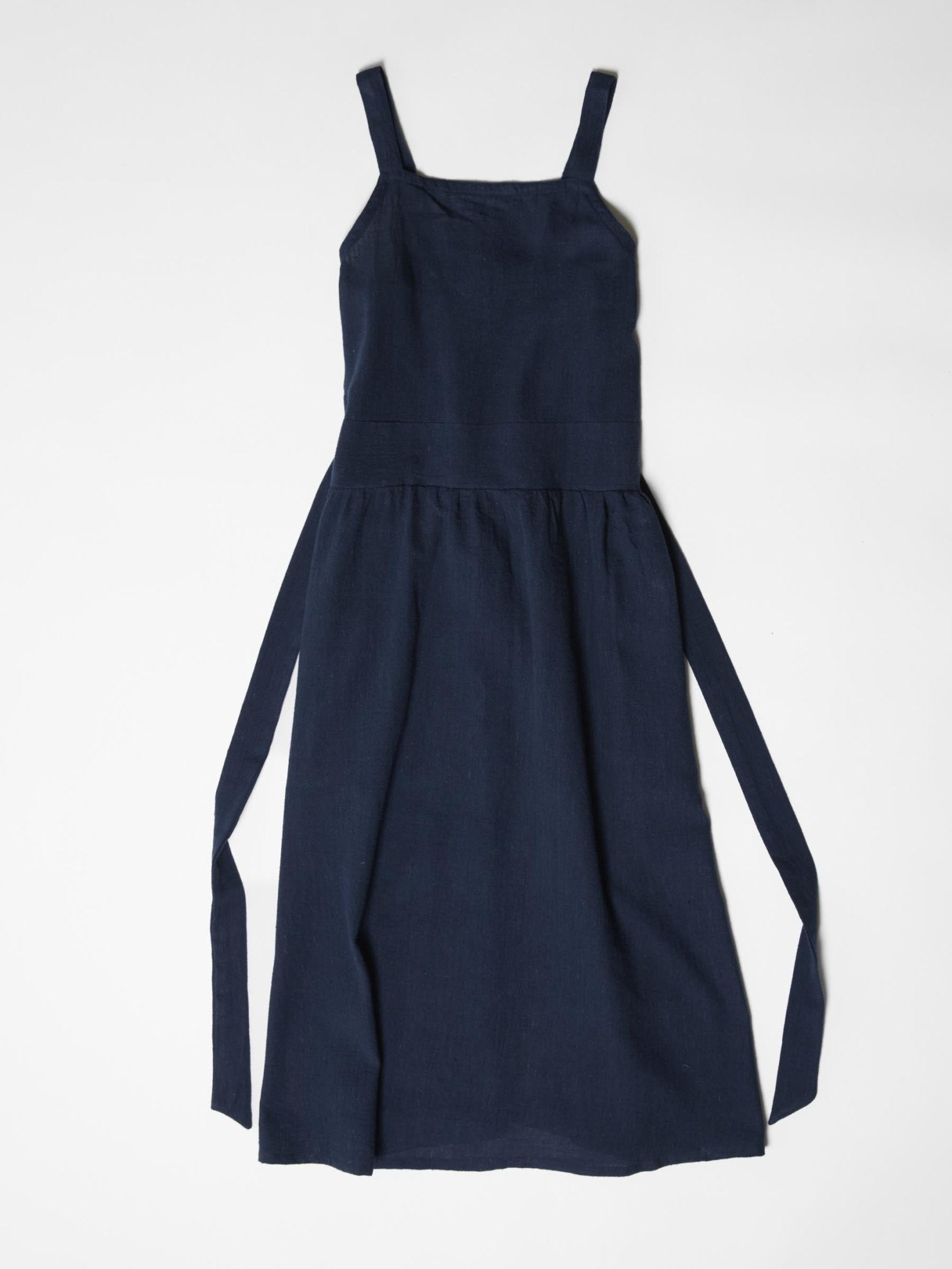 Women's Tie - Waist Midi Dress - Navy Blue - CiceroniDressesMareen