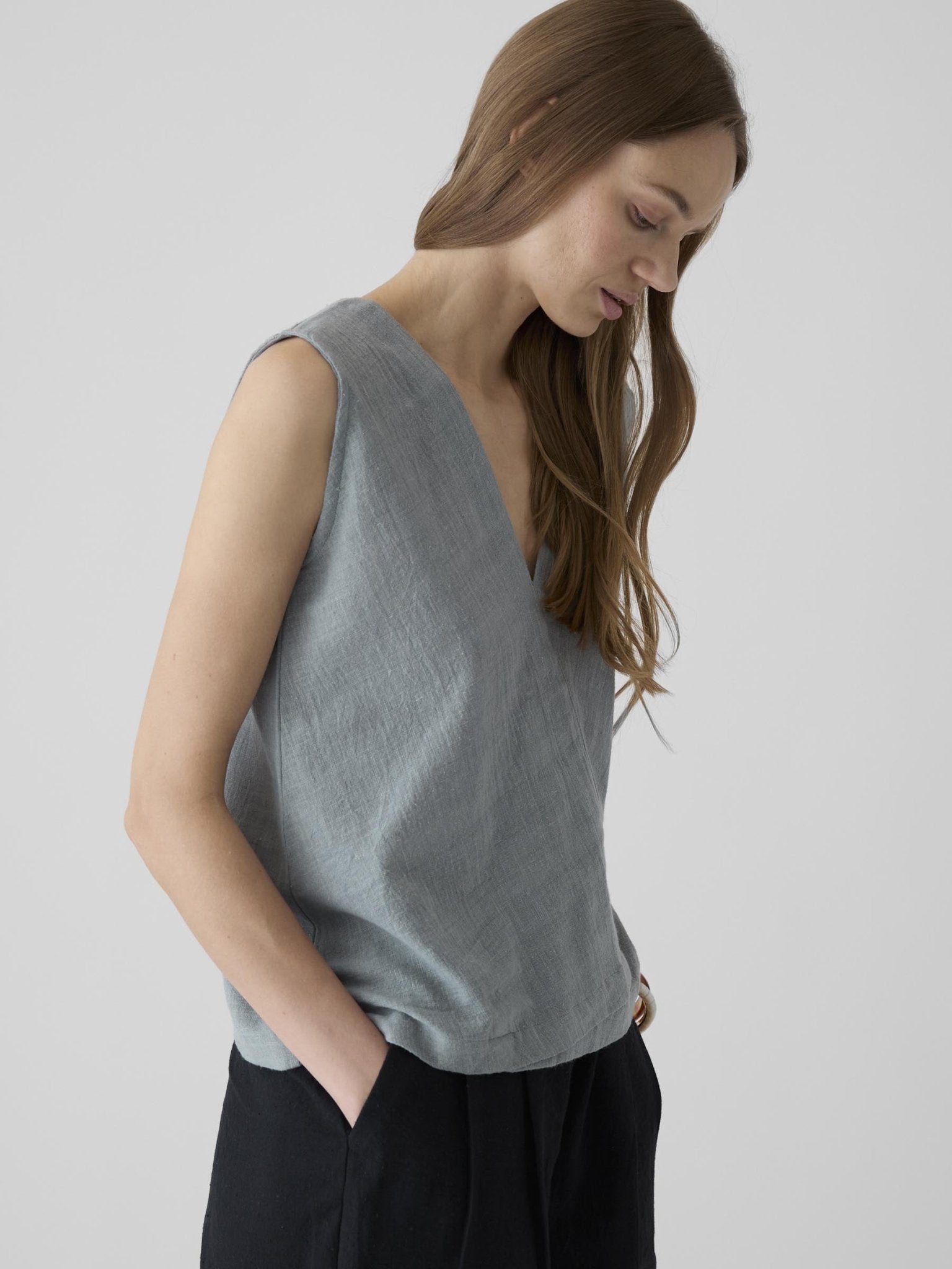 Women's V - Neck Crop Top - Greenish Gray - CiceroniTopsMareen