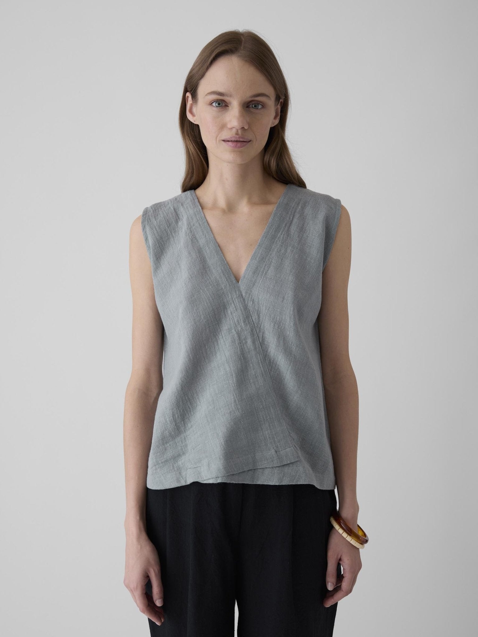 Women's V - Neck Crop Top - Greenish Gray - CiceroniTopsMareen
