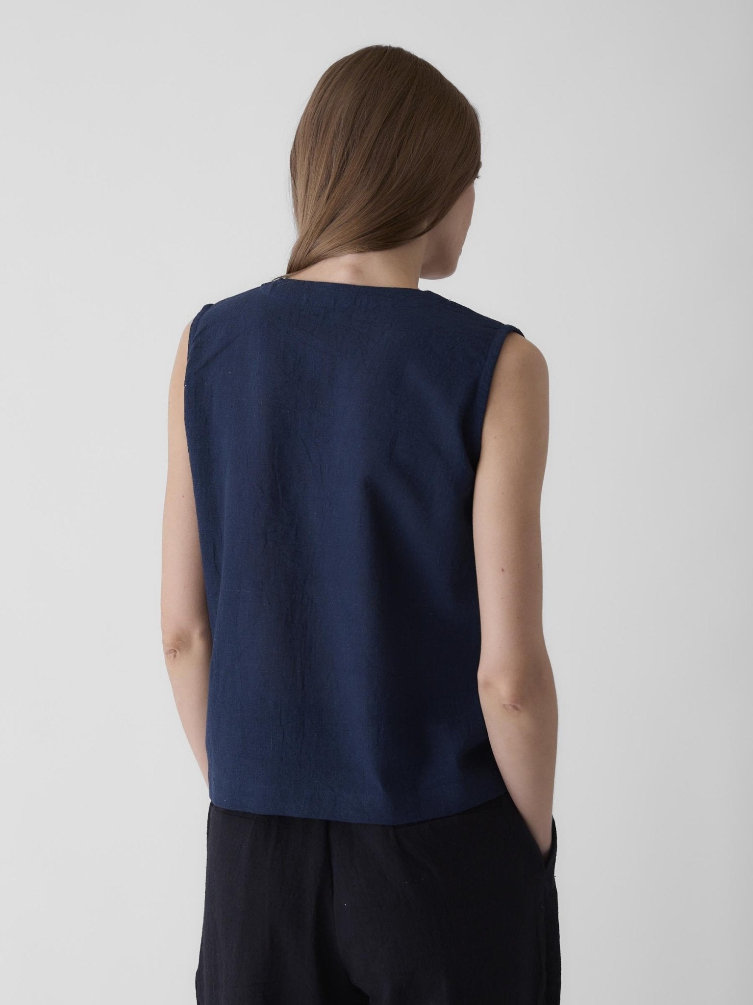 Women's V - Neck Crop Top - Navy Blue - CiceroniTopsMareen