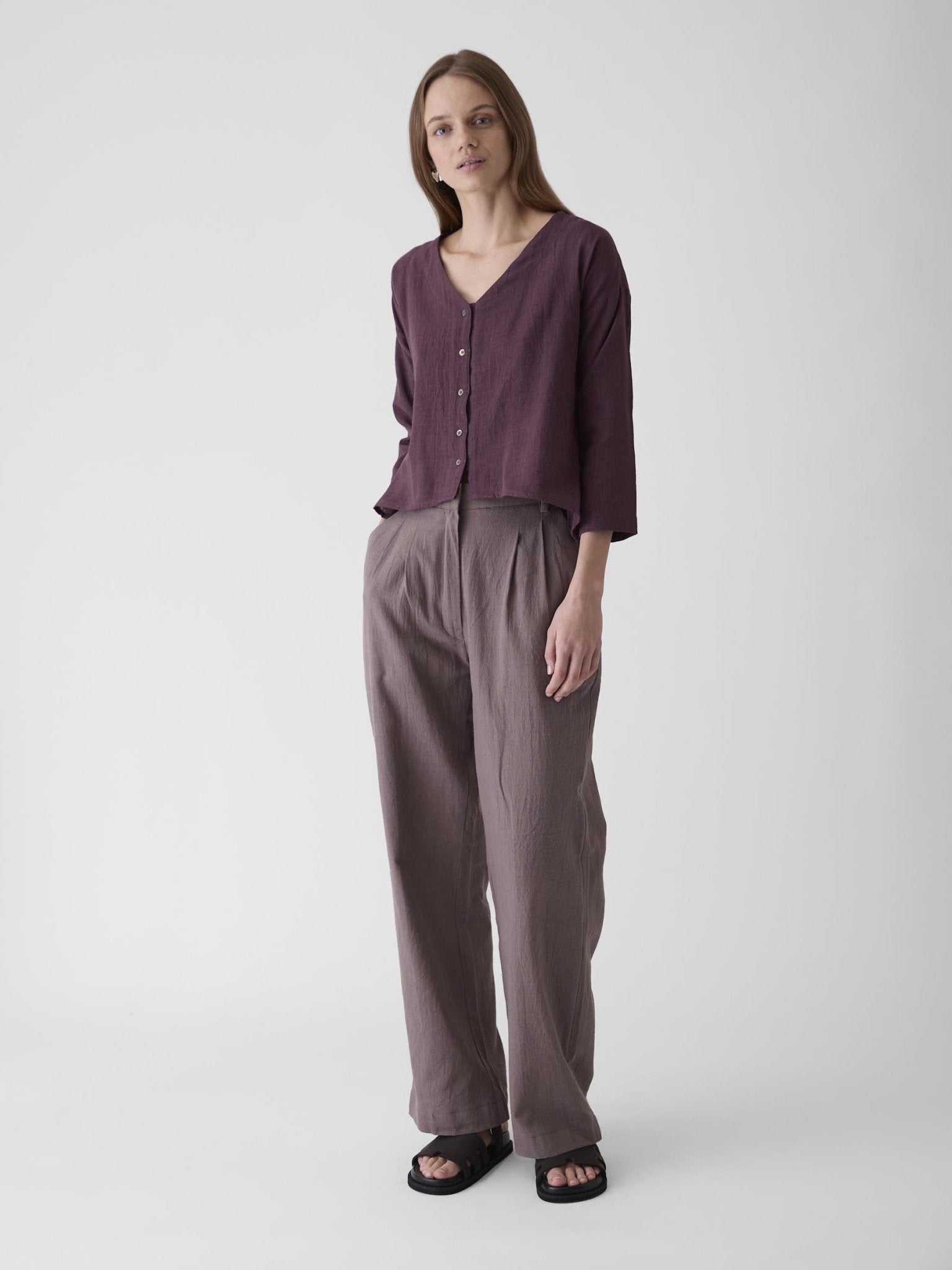 Women's V - Neck Shirt - Aubergine Purple - CiceroniWomen ShirtsMareen