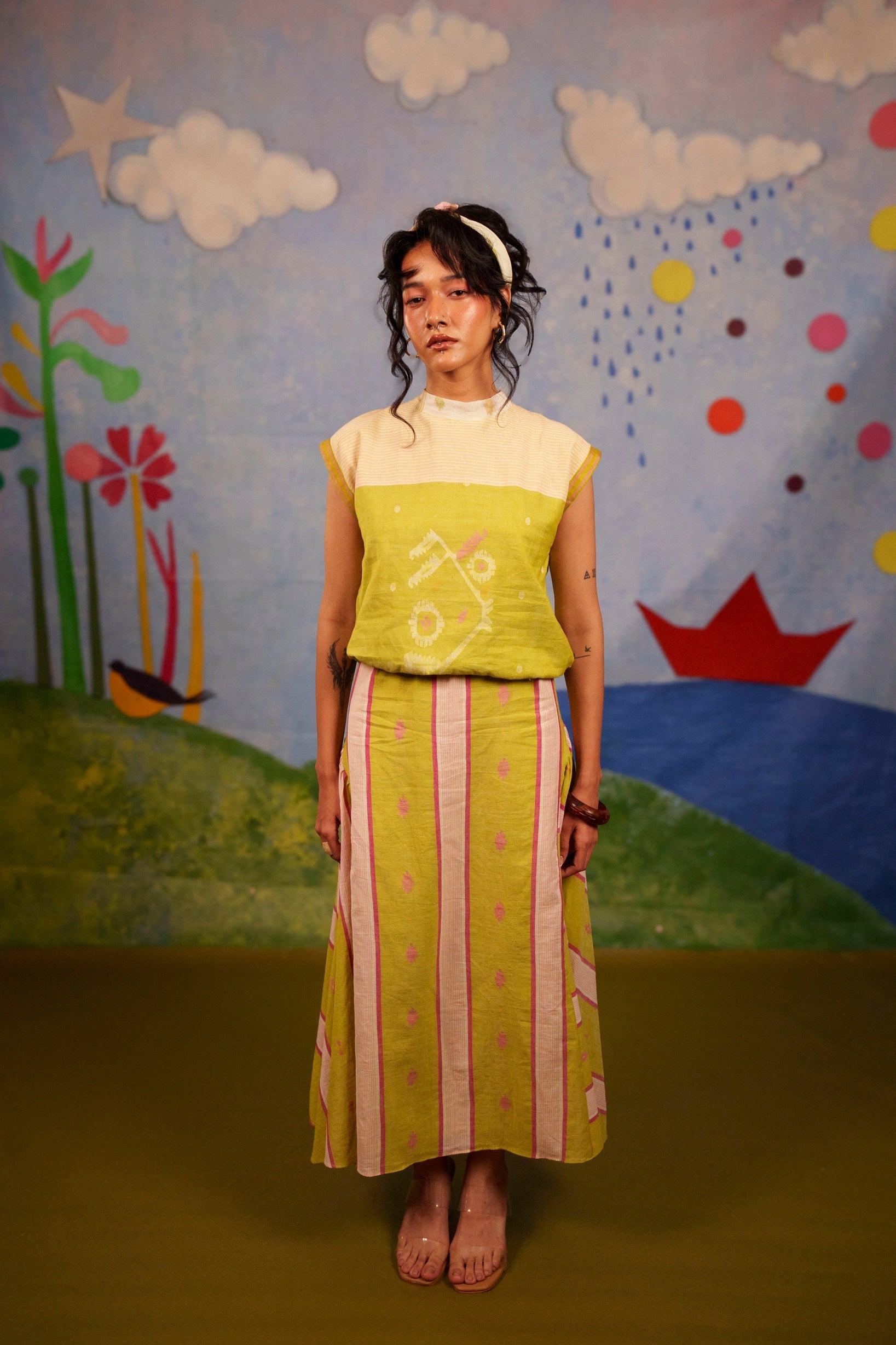 Wonder High Neck Tie Up Top & Skirt - CiceroniSkirt SetBhomra