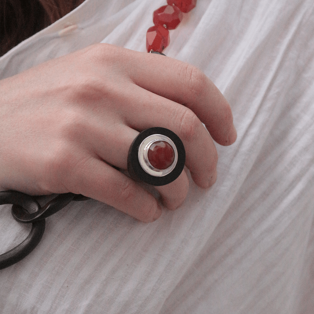 Wooden Carnelian Ring - CiceroniRingUnbent