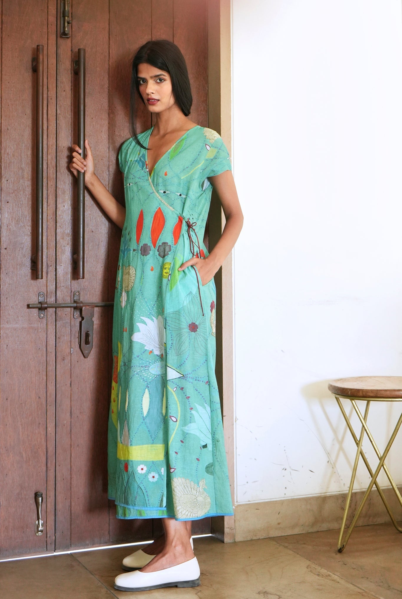 Wrap Dress In Chetti Green - CiceroniDressesNIKYTA