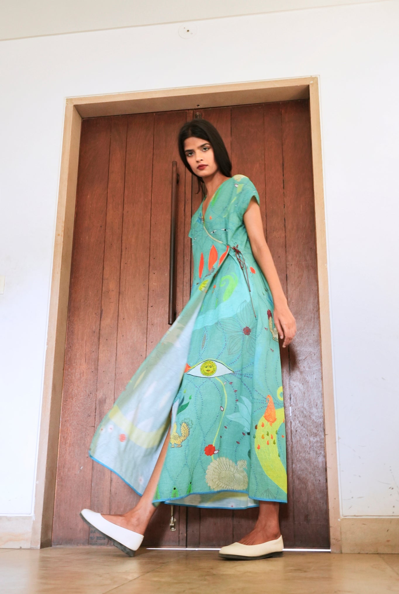 Wrap Dress In Chetti Green - CiceroniDressesNIKYTA