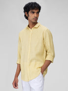 Yellow 100% Linen Stripes Shirt - CiceroniMen Shirtsbhrāta