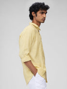 Yellow 100% Linen Stripes Shirt - CiceroniMen Shirtsbhrāta