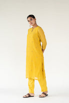 Yellow Chaand Kurta Set with Shama Odhani - CiceroniKurta Set, Festive WearNirjara