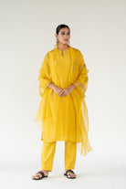 Yellow Chaand Kurta Set with Shama Odhani - CiceroniKurta Set, Festive WearNirjara