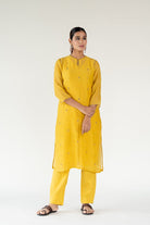 Yellow Chaand Kurta Set with Shama Odhani - CiceroniKurta Set, Festive WearNirjara