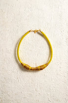 Yellow Cord Necklace with Bronze Wrapped Bib - CiceroniNeckpieceBoundless by Shilpi