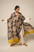 Yellow Ginkgo Tussar Peace Silk 3 in 1 Cape - CiceroniCapeAeshaane