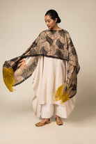 Yellow Ginkgo Tussar Peace Silk 3 in 1 Cape - CiceroniCapeAeshaane