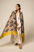 Yellow Ginkgo Tussar Peace Silk 3 in 1 Cape - CiceroniCapeAeshaane