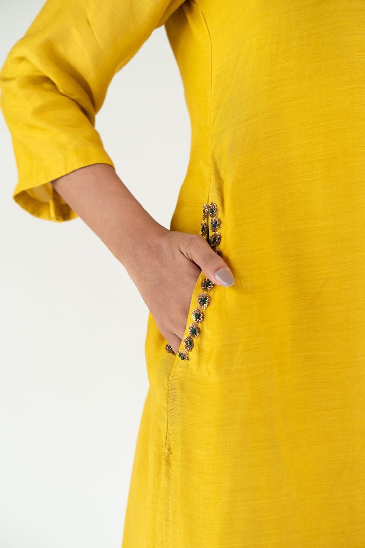 Yellow Gulzar Kurta (Set of 2) - CiceroniKurta Set, Festive WearNirjara