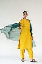 Yellow Gulzar Kurta Set with Shama Odhani - CiceroniKurta Set, Festive WearNirjara