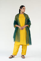 Yellow Gulzar Kurta Set with Shama Odhani - CiceroniKurta Set, Festive WearNirjara