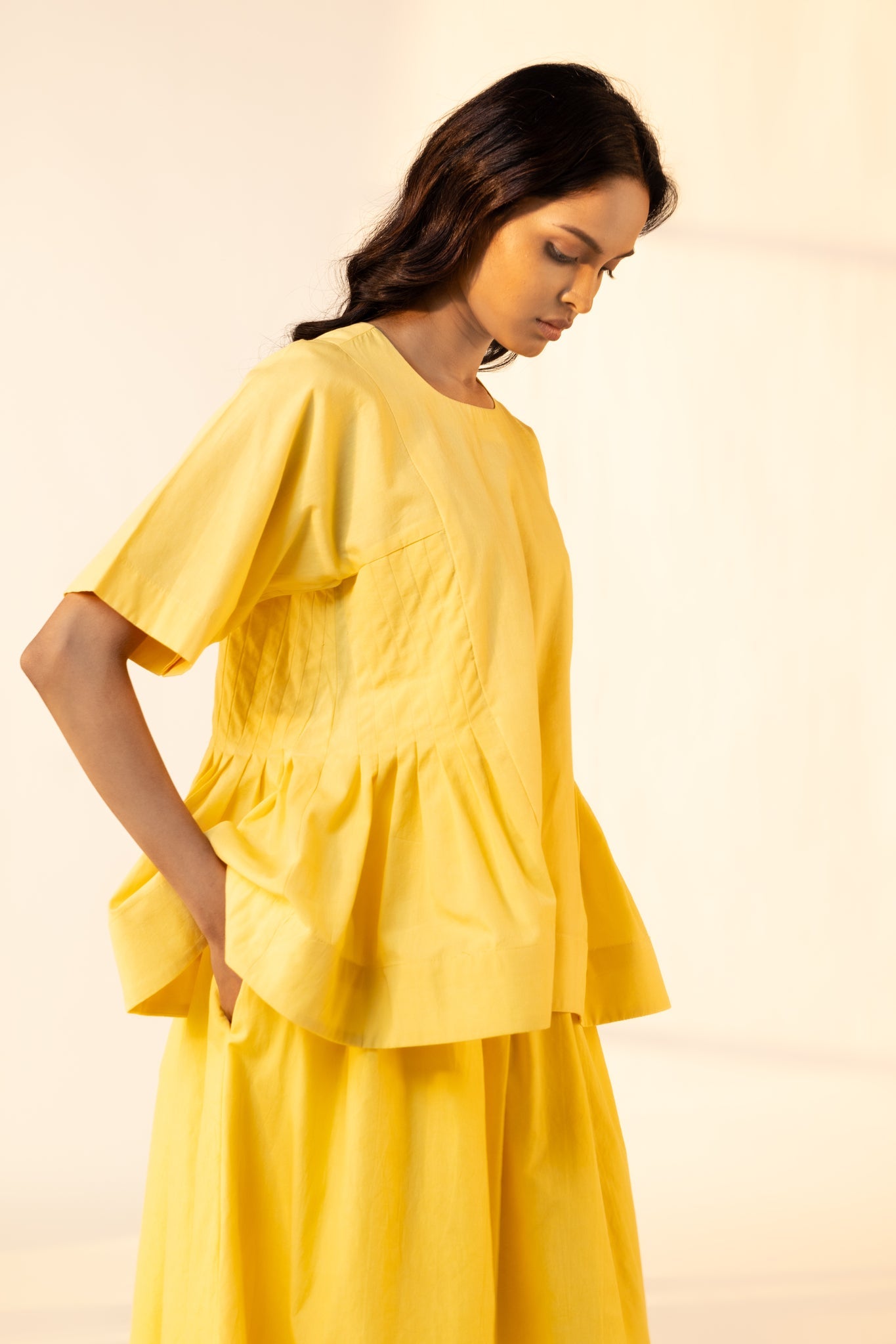 Yellow Peplum Top - CiceroniTopsOtouto
