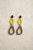 Yellow Thread & Coiled Brass Drop Earrings - CiceroniEarringsBoundless by Shilpi