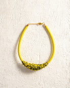 Yellow Thread Necklace with Olive Fuzzy Bib - CiceroniNeckpieceBoundless by Shilpi