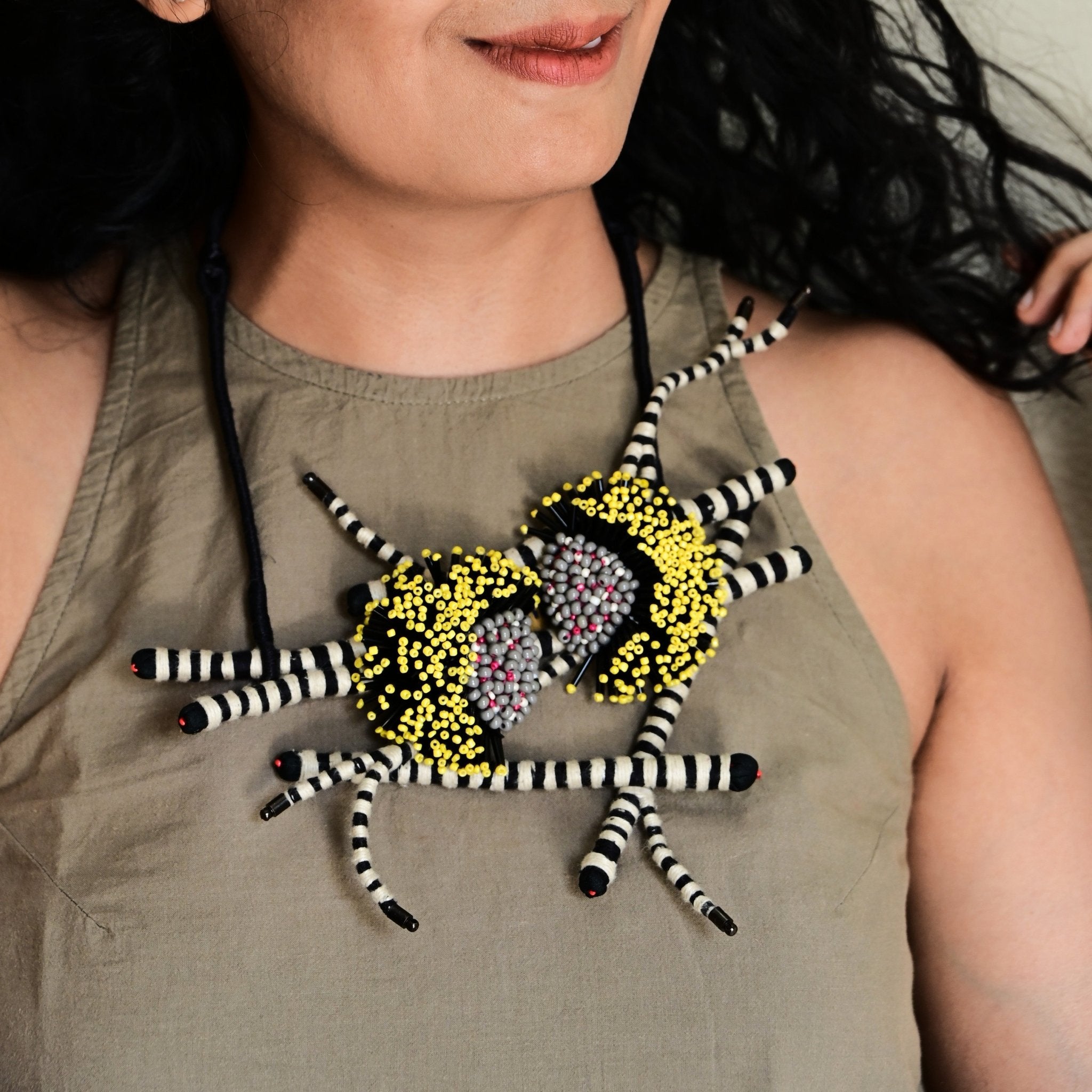 Yellow Wildflower Statement Necklace - CiceroniNeckpieceBandish