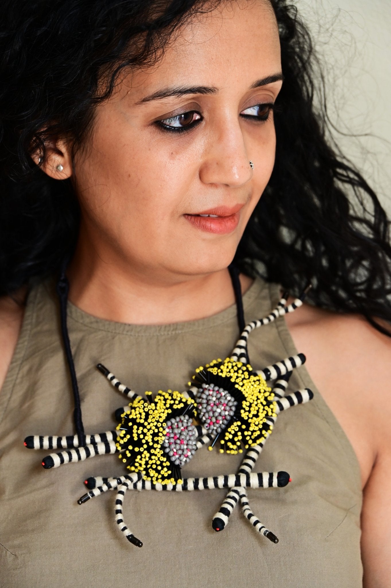 Yellow Wildflower Statement Necklace - CiceroniNeckpieceBandish