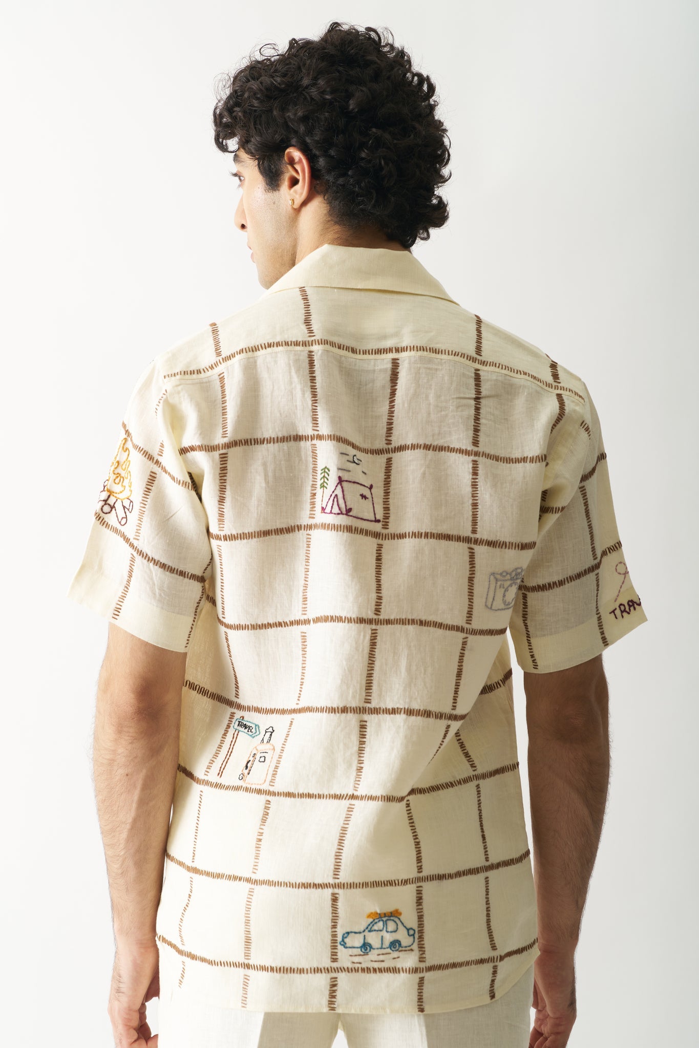 Your Travel Buddy - Hand Embroidered Unisex Pure Linen Shirt - CiceroniShirtsCultura Studio