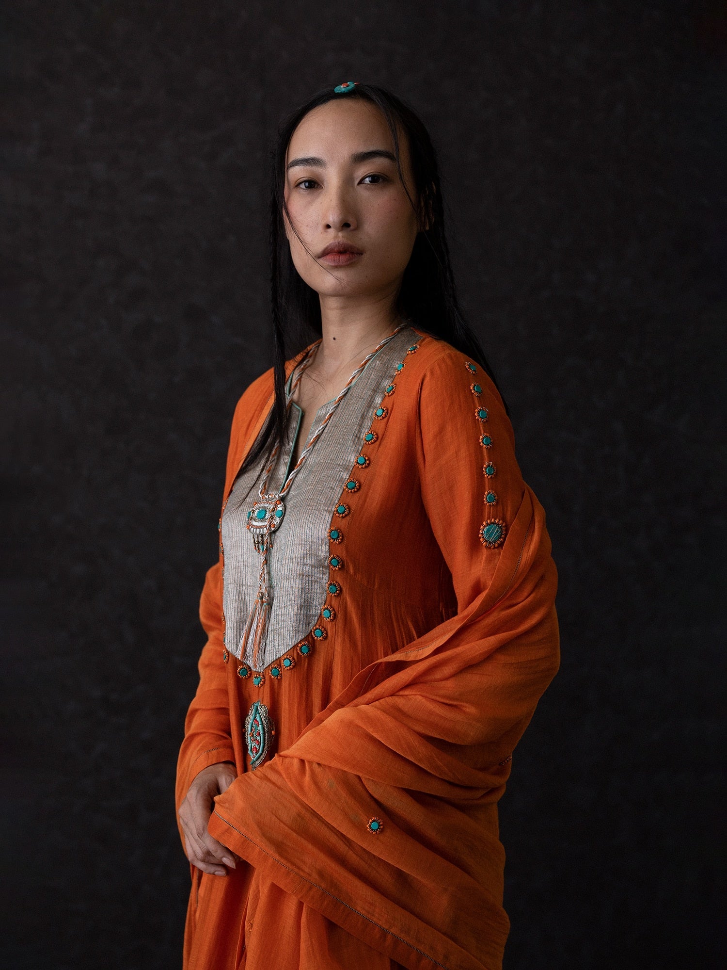 Yudron Orange Kurta - CiceroniKurta Set, Festive WearShades of India