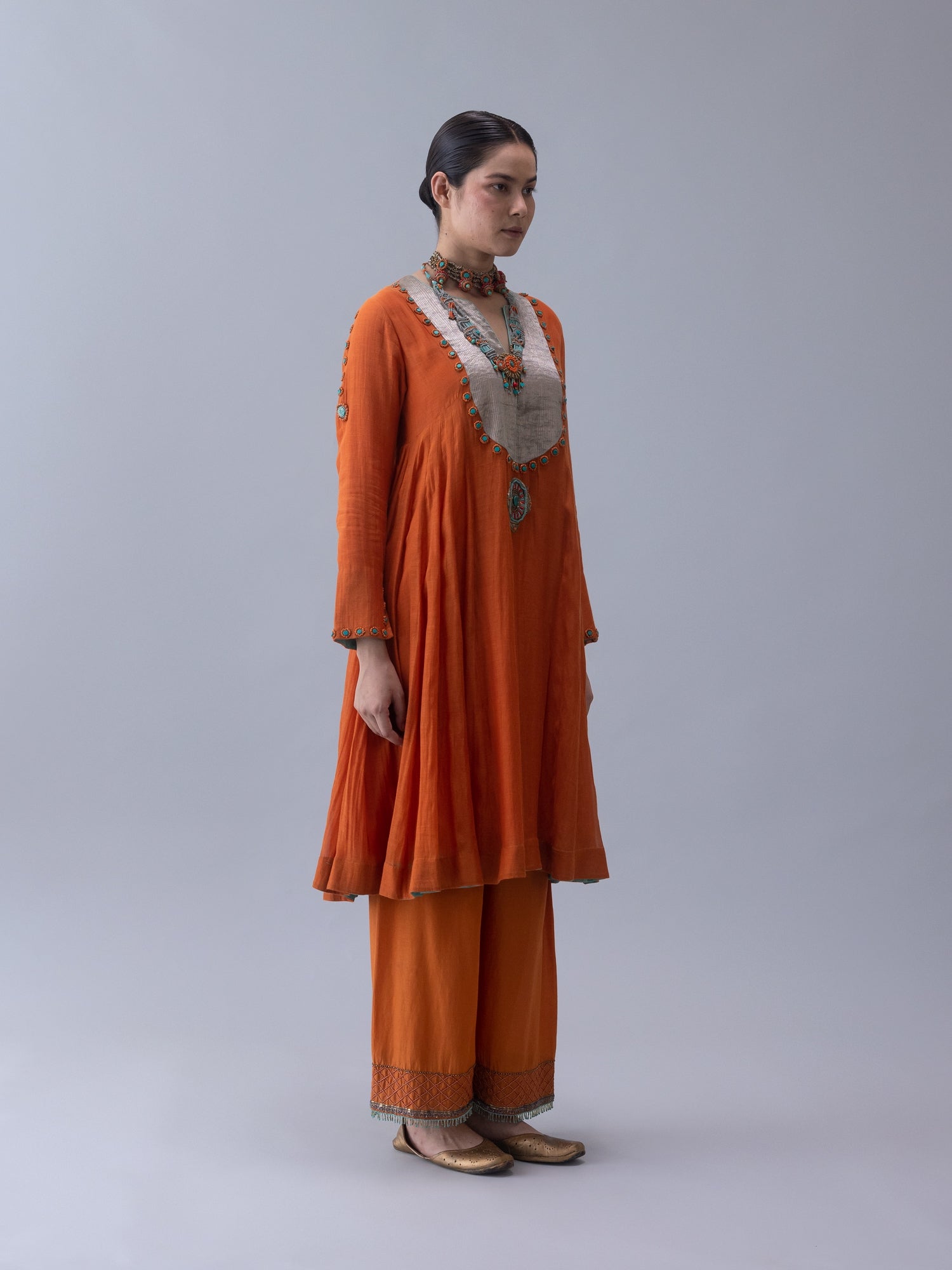 Yudron Orange Kurta - CiceroniKurta Set, Festive WearShades of India
