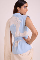 Zarya - Wrapped Vest & Embroidered Saree - CiceroniSareeMadder Much