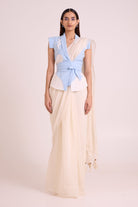 Zarya - Wrapped Vest & Embroidered Saree - CiceroniSareeMadder Much