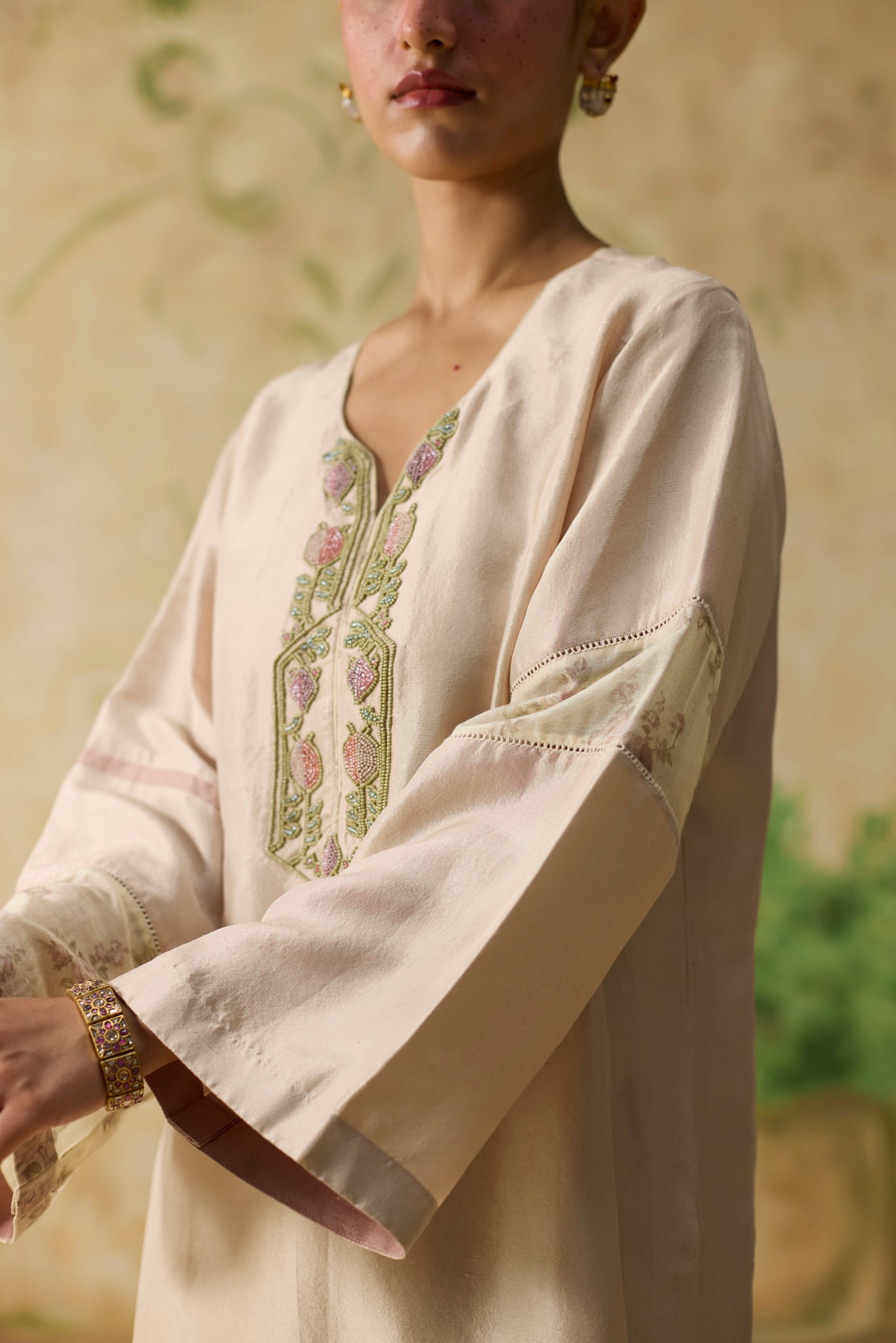 Zinnia Kurta Set - Pink and Beige - CiceroniKurta Set, Festive WearKhyati Rughani