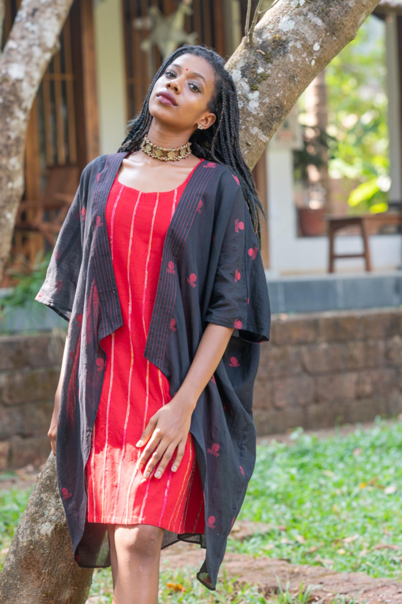 Aastey Black Jamdani Jacket - CiceroniJacketsPrathaa