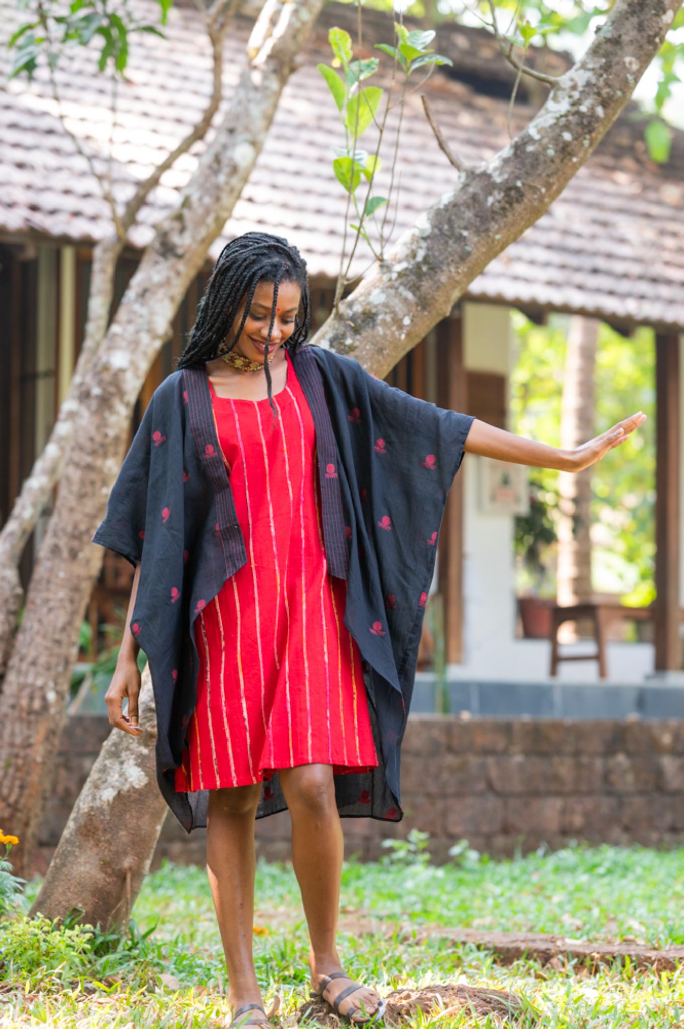 Aastey Black Jamdani Jacket - CiceroniJacketsPrathaa