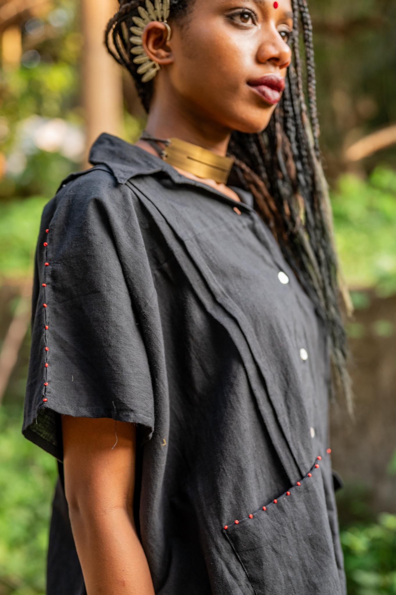 Aastey Black Kaftan Mul Set - CiceroniCo-ord SetPrathaa