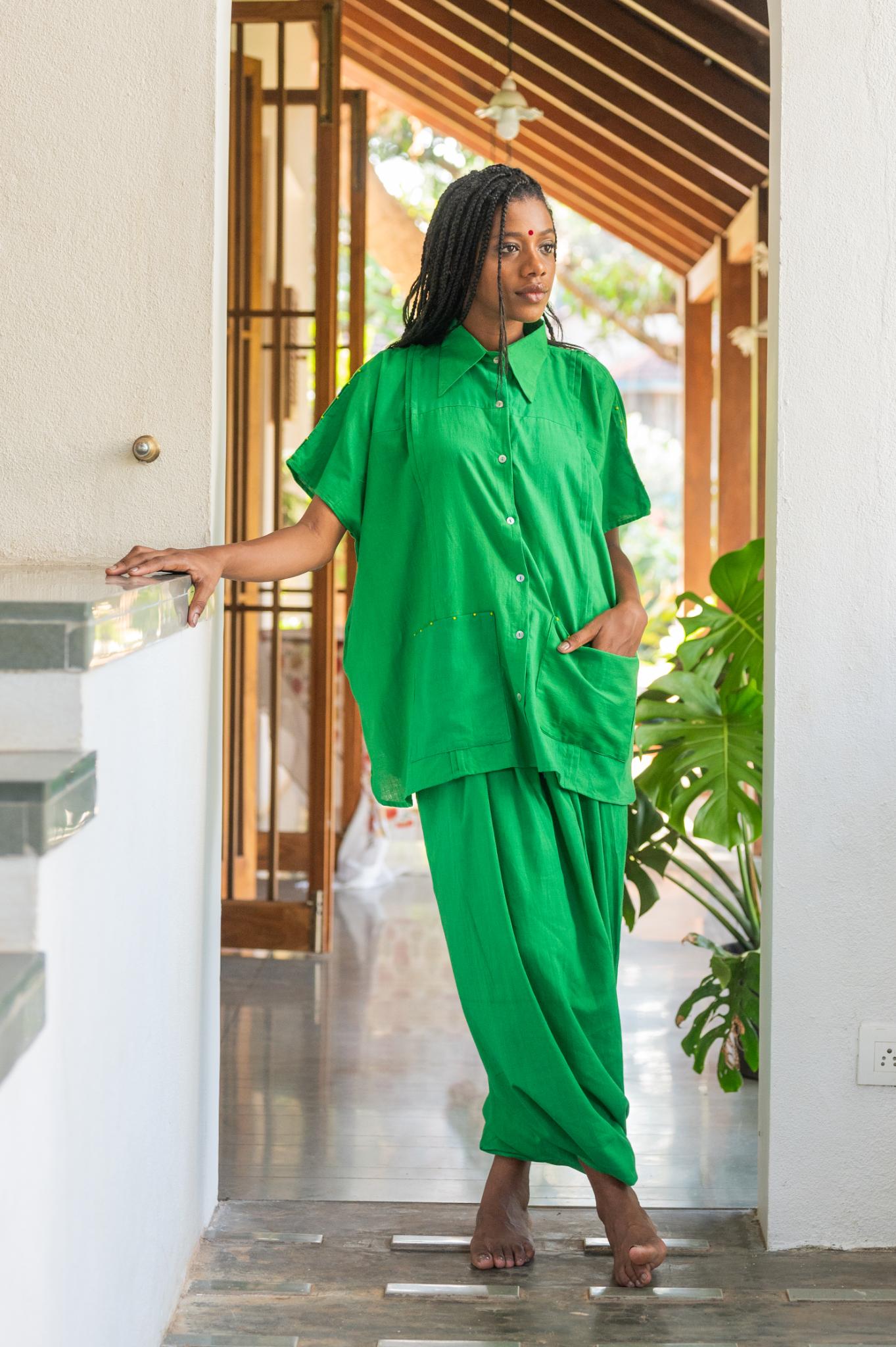 Aastey Green Kaftan Mul Set - CiceroniCo-ord SetPrathaa