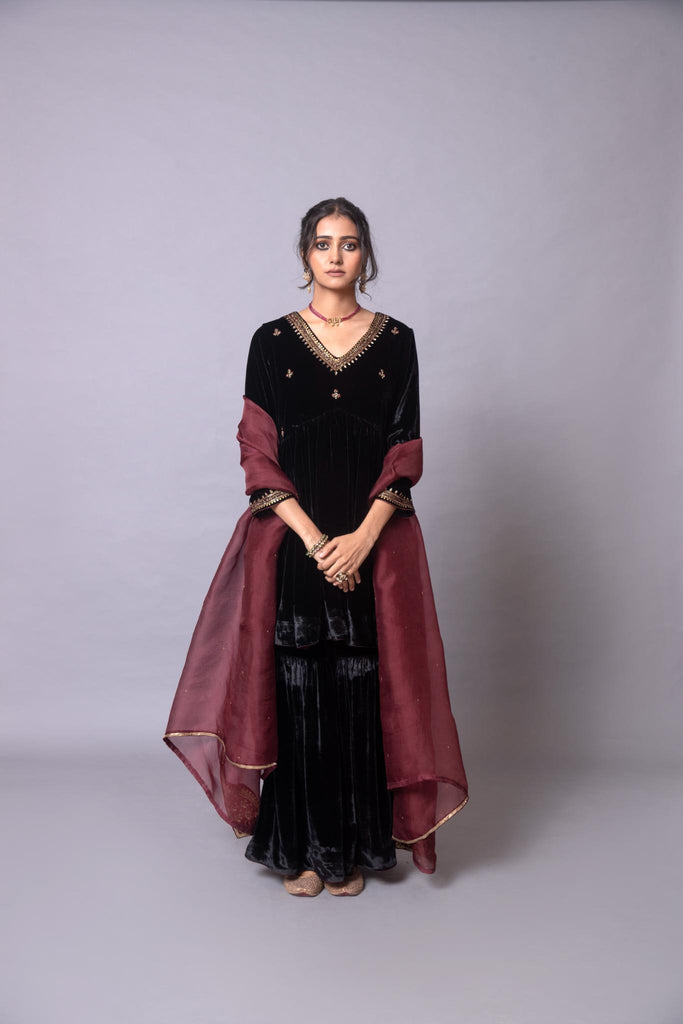 Amina Kurta and Gharara Set of 3 - CiceroniKurta Set, Festive wearLabel Shreya Sharma