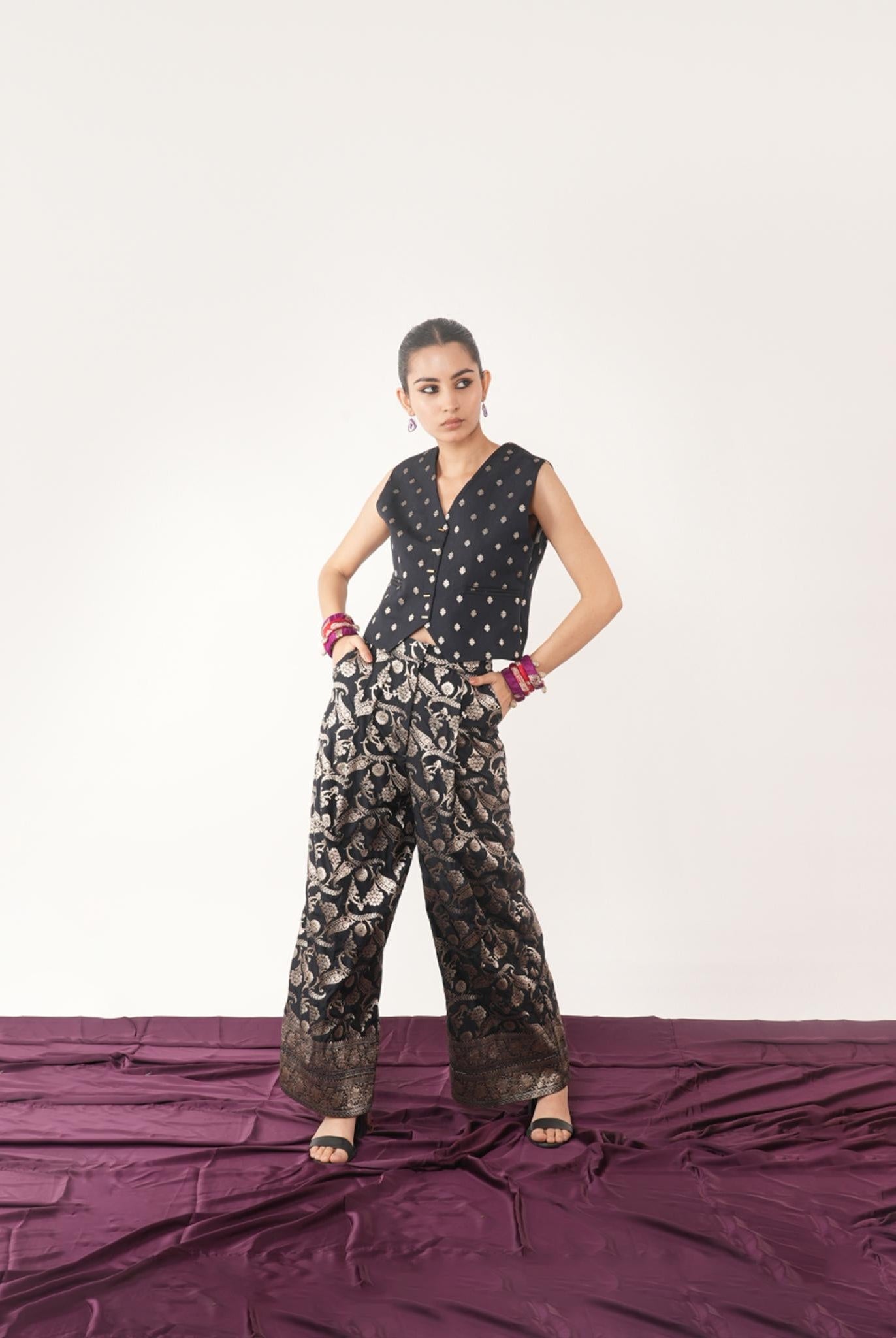 Amyra Black Silk Waist Coat And Pant Set - CiceroniCo-ord SetShriya Singhi
