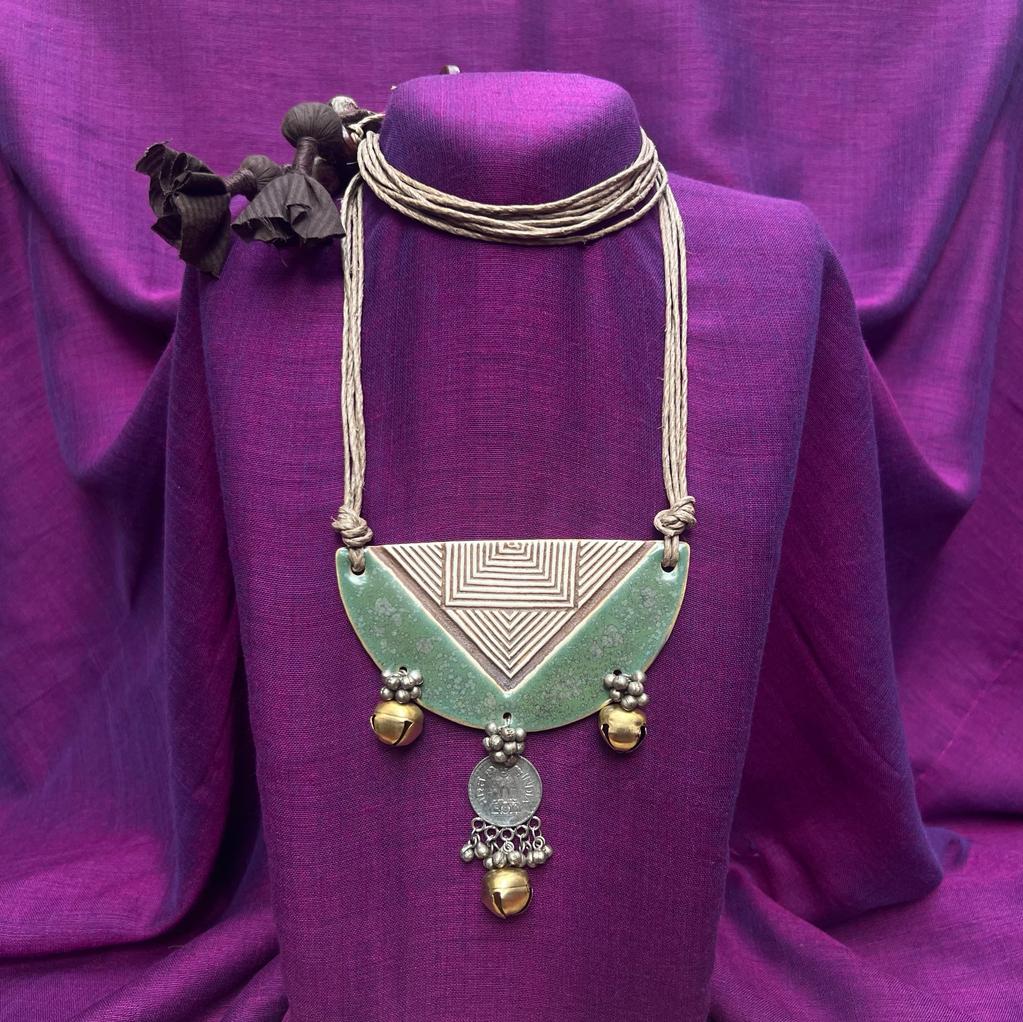 Ardh Vratt Neckpiece - Sea Green - CiceroniNeckpieceChaakmaati