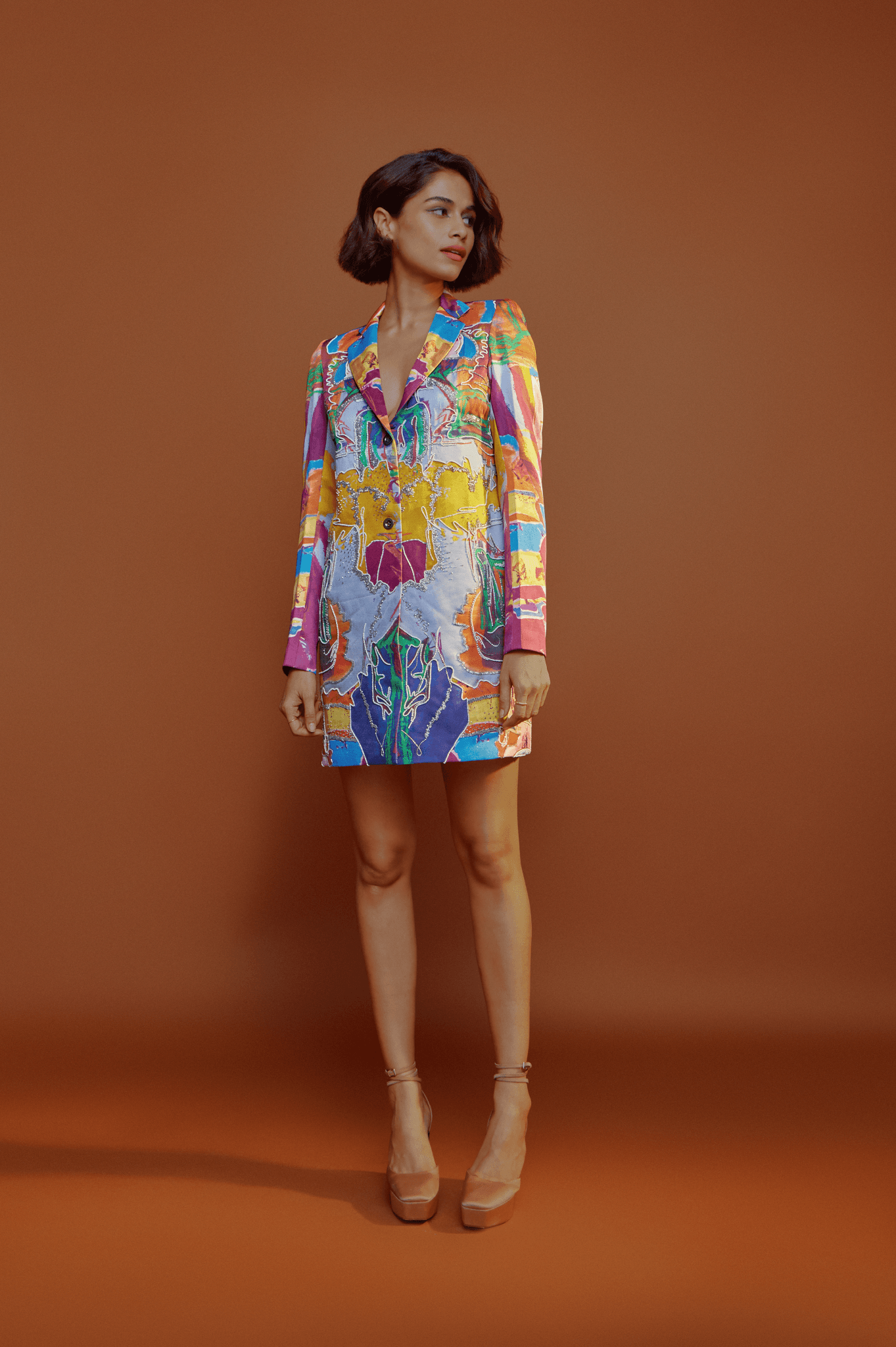 Embroidered blazer best sale dress
