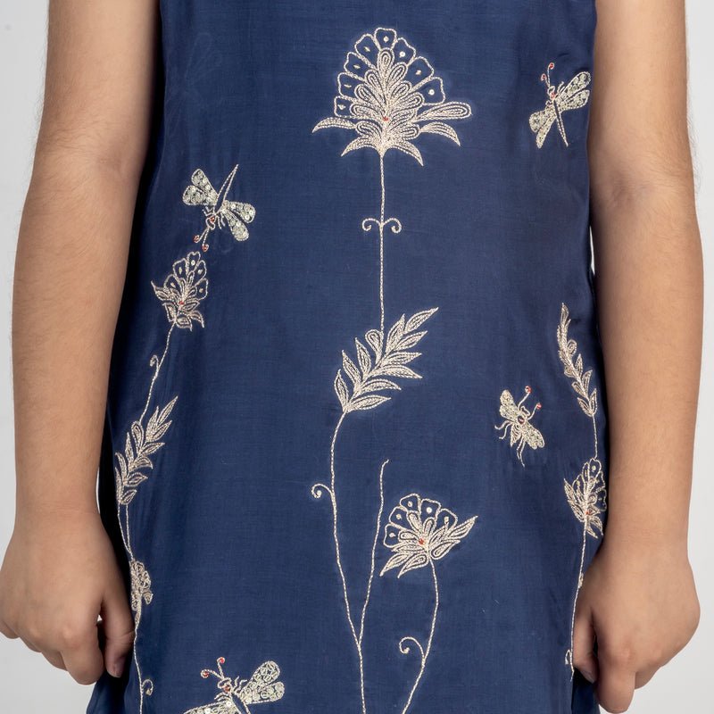 Baagh Hand Embroidered Navy Blue Kurta Set - CiceroniKurta Set, Festive wearMr. Brat