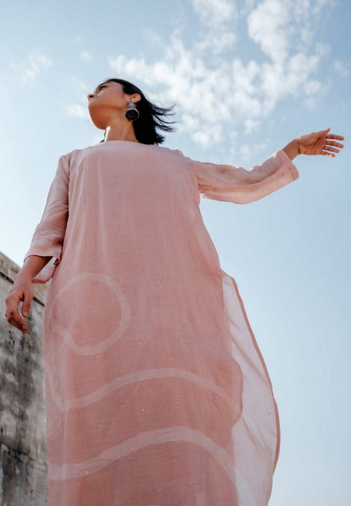 Baby Pink Arsa Kurta with Pants - CiceroniNirjara