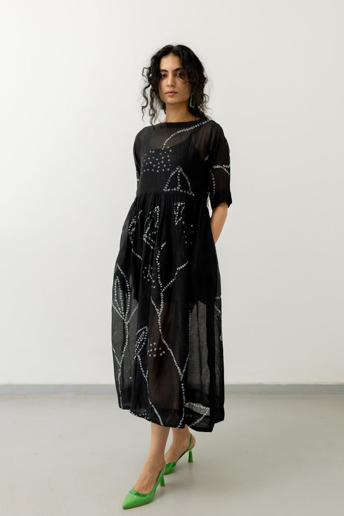 Black Bandhani Dress - CiceroniDressesSilai Studio